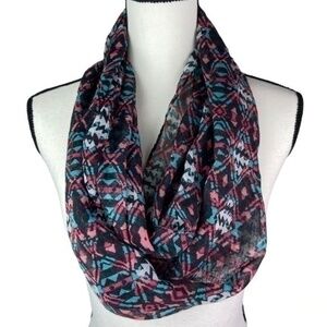 Self Esteem Infinity Scarf Multi Color Geometric Print